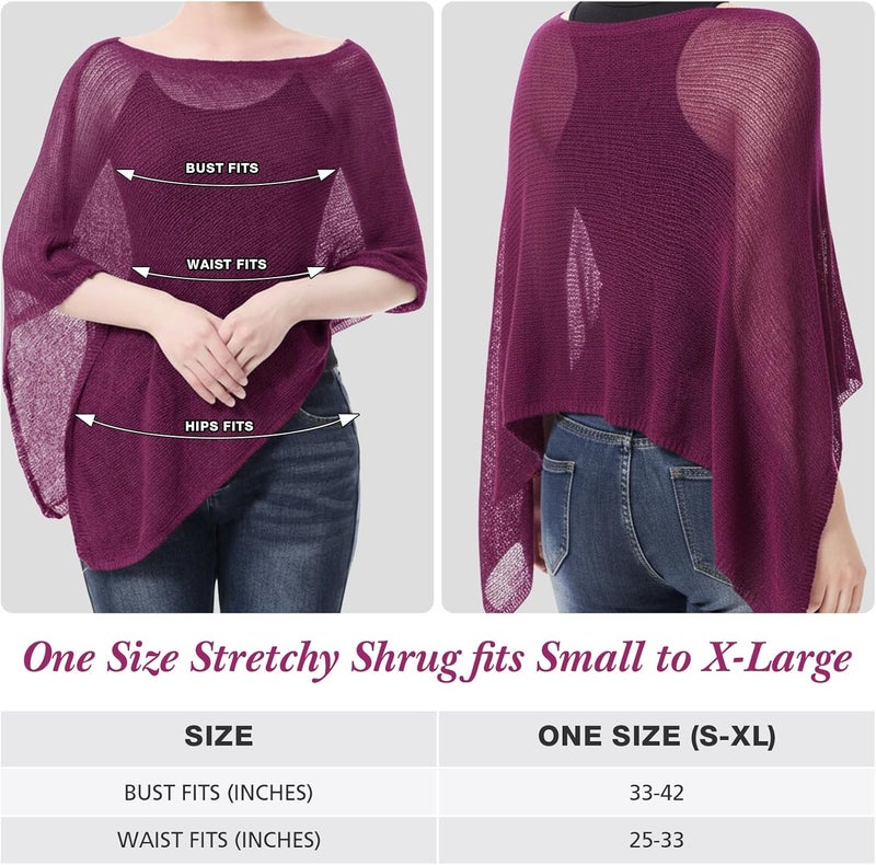 Jamntower 1 Pcs Women Sheer Poncho Shrug Summer Sheer Blouse Top Lightweight Poncho Sheer Bolero for Formal Evening Dress - Image 2